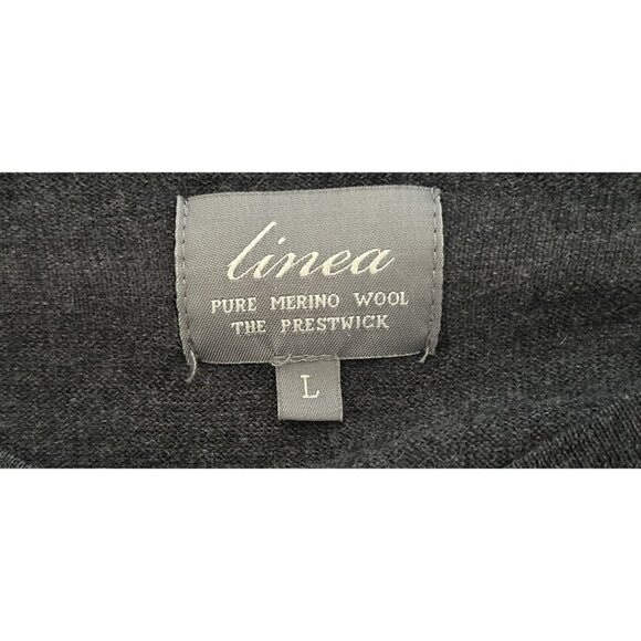 LINEA The Prestwick Merino Wool Sweater V-Neck Pullover Gray Size Large - Picture 4 of 5
